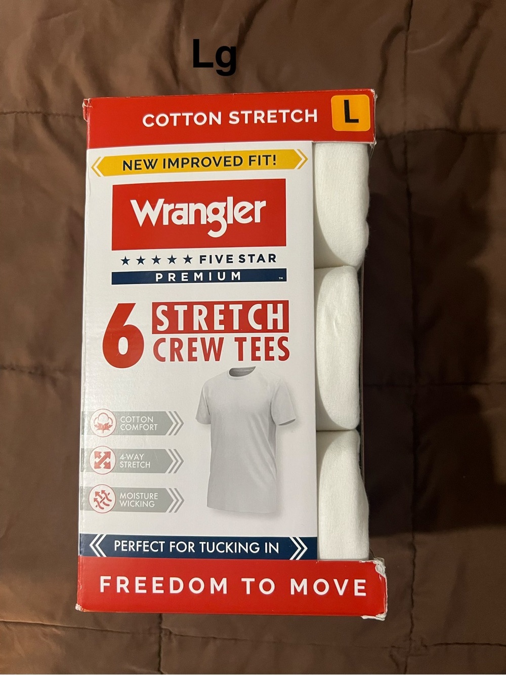 Wrangler White 6-Pack Stretch Crew Tees